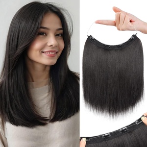 image:imageREECHO Invisible Wire Hair Extensions with Thinner Softer Lace Weft 12 Short Straight Clips in Secret Hairpiece for Women 12 Inch Pack of 1  Golden Blonde with HighlightsOff Black