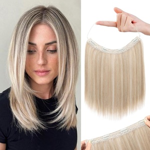 image:imageREECHO Invisible Wire Hair Extensions with Thinner Softer Lace Weft 12 Short Straight Clips in Secret Hairpiece for Women 12 Inch Pack of 1  Golden Blonde with HighlightsHoney Blonde with Highlights