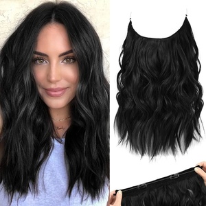 image:imageREECHO Invisible Wire Hair Extensions with Thinner Softer Lace Weft Chocolate Brown with Blonde Highlights 12 Inch Pack of 1Black