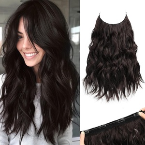 image:imageREECHO Invisible Wire Hair Extensions with Thinner Softer Lace Weft Chocolate Brown with Blonde Highlights 12 Inch Pack of 1Black Brown