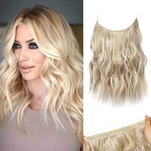 image:imageREECHO Invisible Wire Hair Extensions with Thinner Softer Lace Weft Chocolate Brown with Blonde Highlights 12 Inch Pack of 1Dark Ash Blonde