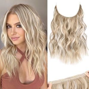 image:imageREECHO Invisible Wire Hair Extensions with Thinner Softer Lace Weft Chocolate Brown with Blonde Highlights 12 Inch Pack of 1Dark Blonde with Highlights