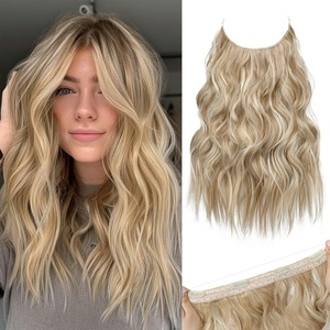 image:imageREECHO Invisible Wire Hair Extensions with Thinner Softer Lace Weft Chocolate Brown with Blonde Highlights 12 Inch Pack of 1Honey Blonde with Highlights