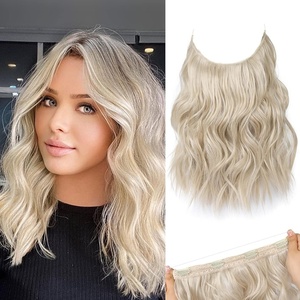 image:imageREECHO Invisible Wire Hair Extensions with Thinner Softer Lace Weft Chocolate Brown with Blonde Highlights 12 Inch Pack of 1Medium Blonde