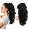 image:imageREECHO 24 Ponytail Extension Long Curly Claw Clip Ponytail Extension Jaw Clip in Pony Tails Natural Synthetic Hairpiece for Women Daily Medium Blonde with Blonde HighlightsNatural Black