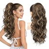 image:imageREECHO 24 Ponytail Extension Long Curly Claw Clip Ponytail Extension Jaw Clip in Pony Tails Natural Synthetic Hairpiece for Women Daily Medium Blonde with Blonde HighlightsChocolate Brown with Highlights