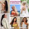 image:imageREECHO 24 Ponytail Extension Long Curly Claw Clip Ponytail Extension Jaw Clip in Pony Tails Natural Synthetic Hairpiece for Women Daily Medium Blonde with Blonde HighlightsBurgundy