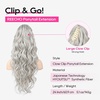 image:imageREECHO 24 Ponytail Extension Long Curly Claw Clip Ponytail Extension Jaw Clip in Pony Tails Natural Synthetic Hairpiece for Women Daily Medium Blonde with Blonde HighlightsSilver Grey