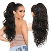 image:imageREECHO 24 Ponytail Extension Long Curly Claw Clip Ponytail Extension Jaw Clip in Pony Tails Natural Synthetic Hairpiece for Women Daily Medium Blonde with Blonde HighlightsDark Brown
