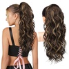 image:imageREECHO 24 Ponytail Extension Long Curly Claw Clip Ponytail Extension Jaw Clip in Pony Tails Natural Synthetic Hairpiece for Women Daily Medium Blonde with Blonde HighlightsDark Brown with Highlights