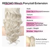 image:imageREECHO Ponytail Extension 24 Claw Clip in Long Curly Wavy Ponytail Hair Extension Jaw Clip on Pony Tails Hairpiece for Women  Medium Blonde with HighlightsPlatinum Blonde
