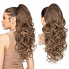 image:imageREECHO Ponytail Extension 24 Claw Clip in Long Curly Wavy Ponytail Hair Extension Jaw Clip on Pony Tails Hairpiece for Women  Medium Blonde with HighlightsDark Ash Blonde with Golden Ends