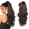 image:imageREECHO Ponytail Extension 24 Claw Clip in Long Curly Wavy Ponytail Hair Extension Jaw Clip on Pony Tails Hairpiece for Women  Medium Blonde with HighlightsDark Chocolate Brown
