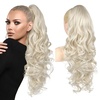 image:imageREECHO Ponytail Extension 24 Claw Clip in Long Curly Wavy Ponytail Hair Extension Jaw Clip on Pony Tails Hairpiece for Women  Medium Blonde with HighlightsPlatinum Blonde