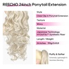 image:imageREECHO Ponytail Extension 24 Claw Clip in Long Curly Wavy Ponytail Hair Extension Jaw Clip on Pony Tails Hairpiece for Women  Medium Blonde with HighlightsPlatinum Blonde