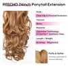 image:imageREECHO Ponytail Extension 24 Claw Clip in Long Curly Wavy Ponytail Hair Extension Jaw Clip on Pony Tails Hairpiece for Women  Medium Blonde with HighlightsStrawberry Blonde