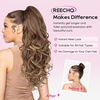 image:imageREECHO Ponytail Extension 24 Claw Clip in Long Curly Wavy Ponytail Hair Extension Jaw Clip on Pony Tails Hairpiece for Women  Medium Blonde with HighlightsDark Chocolate Brown with Highlights