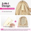 image:imageREECHO Ponytail Extension 24 Claw Clip in Long Curly Wavy Ponytail Hair Extension Jaw Clip on Pony Tails Hairpiece for Women  Medium Blonde with HighlightsGrey with White Ends