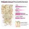 image:imageREECHO Ponytail Extension 24 Claw Clip in Long Curly Wavy Ponytail Hair Extension Jaw Clip on Pony Tails Hairpiece for Women  Medium Blonde with HighlightsLight Blonde