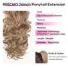 image:imageREECHO Ponytail Extension 24 Claw Clip in Long Curly Wavy Ponytail Hair Extension Jaw Clip on Pony Tails Hairpiece for Women  Medium Blonde with HighlightsDark Blonde