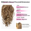 image:imageREECHO Ponytail Extension 24 Claw Clip in Long Curly Wavy Ponytail Hair Extension Jaw Clip on Pony Tails Hairpiece for Women  Medium Blonde with HighlightsLight Brown with Highlights