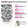 image:imageREECHO Ponytail Extension 24 Claw Clip in Long Curly Wavy Ponytail Hair Extension Jaw Clip on Pony Tails Hairpiece for Women  Medium Blonde with HighlightsGrey with White Ends