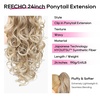 image:imageREECHO Ponytail Extension 24 Claw Clip in Long Curly Wavy Ponytail Hair Extension Jaw Clip on Pony Tails Hairpiece for Women  Medium Blonde with HighlightsGlazed Mocha to Blonde