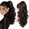image:imageREECHO Ponytail Extension 24 Claw Clip in Long Curly Wavy Ponytail Hair Extension Jaw Clip on Pony Tails Hairpiece for Women  Medium Blonde with HighlightsDark Chocolate Brown