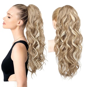 image:imageREECHO 24 Ponytail Extension Long Curly Claw Clip Ponytail Extension Jaw Clip in Pony Tails Natural Synthetic Hairpiece for Women Daily Medium Blonde with Blonde HighlightsHoney Blonde with Highlights