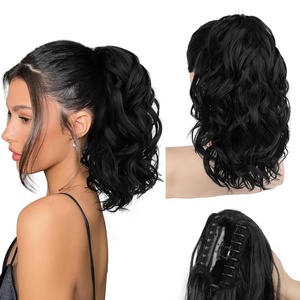 image:imageREECHO 24 Ponytail Extension Long Curly Claw Clip Ponytail Extension Jaw Clip in Pony Tails Natural Synthetic Hairpiece for Women Daily Medium Blonde with Blonde HighlightsNatural Black