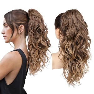 image:imageREECHO 24 Ponytail Extension Long Curly Claw Clip Ponytail Extension Jaw Clip in Pony Tails Natural Synthetic Hairpiece for Women Daily Medium Blonde with Blonde HighlightsDark Ash Blonde with Golden Ends