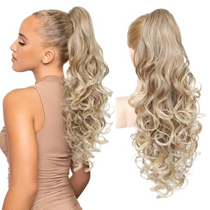image:imageREECHO Ponytail Extension 24 Claw Clip in Long Curly Wavy Ponytail Hair Extension Jaw Clip on Pony Tails Hairpiece for Women  Medium Blonde with HighlightsGlazed Mocha to Blonde
