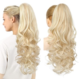 image:imageREECHO Ponytail Extension 24 Claw Clip in Long Curly Wavy Ponytail Hair Extension Jaw Clip on Pony Tails Hairpiece for Women  Medium Blonde with HighlightsDirty Blonde
