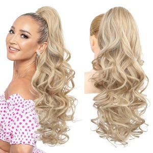 image:imageREECHO Ponytail Extension 24 Claw Clip in Long Curly Wavy Ponytail Hair Extension Jaw Clip on Pony Tails Hairpiece for Women  Medium Blonde with HighlightsMedium Blonde with Pale Highlights
