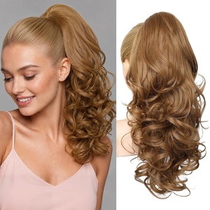 image:imageREECHO Ponytail Extension 24 Claw Clip in Long Curly Wavy Ponytail Hair Extension Jaw Clip on Pony Tails Hairpiece for Women  Medium Blonde with HighlightsStrawberry Blonde
