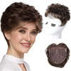 image:imageREECHO Hair Topper Short Wiglet Hair Topper for Women with Thinning Large Coverage Synthetic Top Crown Hairpiece for Women  Ash BlondeDark Chocolate Brown