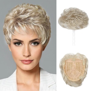 image:imageREECHO Hair Topper Short Wiglet Hair Topper for Women with Thinning Large Coverage Synthetic Top Crown Hairpiece for Women  Ash BlondeAsh Blonde
