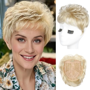 image:imageREECHO Hair Topper Short Wiglet Hair Topper for Women with Thinning Large Coverage Synthetic Top Crown Hairpiece for Women  Ash BlondeGolden Blonde