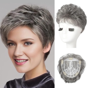 image:imageREECHO Hair Topper Short Wiglet Hair Topper for Women with Thinning Large Coverage Synthetic Top Crown Hairpiece for Women  Ash BlondeGrey