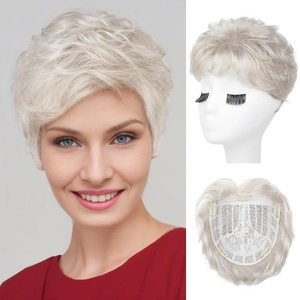 image:imageREECHO Hair Topper Short Wiglet Hair Topper for Women with Thinning Large Coverage Synthetic Top Crown Hairpiece for Women  Ash BlondeLight Ash Blonde