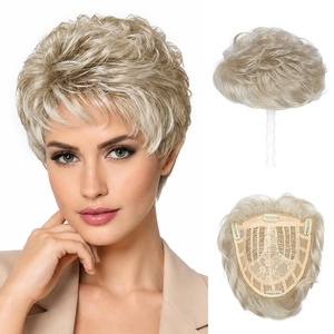 image:imageREECHO Hair Topper Short Wiglet Hair Topper for Women with Thinning Large Coverage Synthetic Top Crown Hairpiece for Women  Ash BlondeMedium Blonde