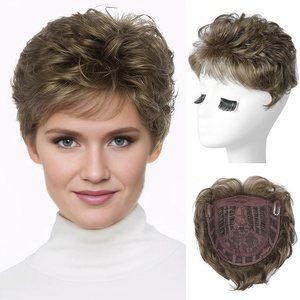 image:imageREECHO Hair Topper Short Wiglet Hair Topper for Women with Thinning Large Coverage Synthetic Top Crown Hairpiece for Women  Ash BlondeMedium Brown