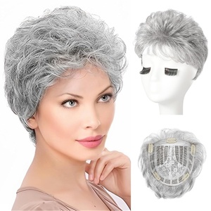 image:imageREECHO Hair Topper Short Wiglet Hair Topper for Women with Thinning Large Coverage Synthetic Top Crown Hairpiece for Women  Ash BlondeSilver Mist