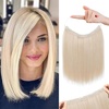 image:imageREECHO Invisible Wire Hair Extensions with Thinner Softer Lace Weft 12 Short Straight Clips in Secret Hairpiece for Women 12 Inch Pack of 1  Light Blonde